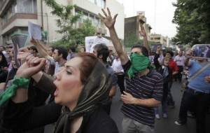 Protestors in Tehran (LATimes)